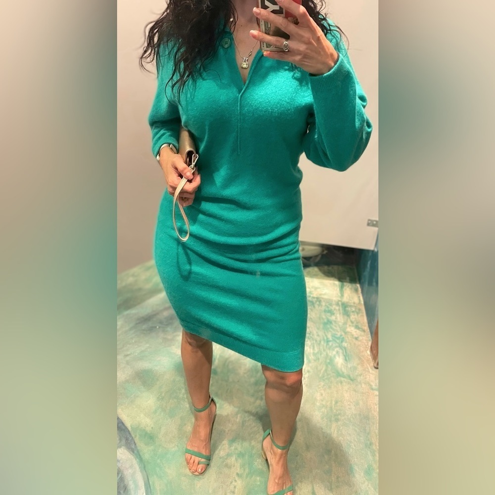Outlander Lambs Wool Angora Blend XS green over sized dress ❤️